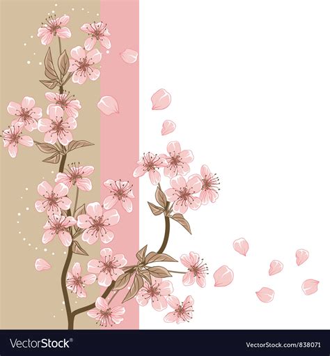 Cherry Tree Card With Stylized Blossom Royalty Free Vector