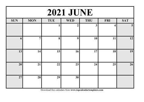 2021 blank and printable word calendar template. Free June 2021 Calendar Printable - Blank Templates