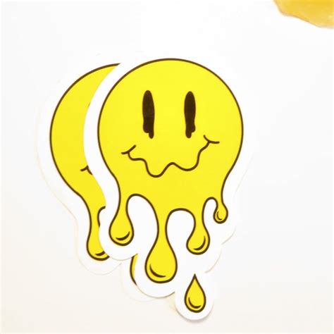 Melting Smiley Face Sticker Etsy Face Stickers Beautiful Stickers
