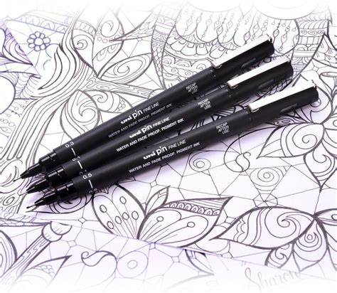 Uni Pin Drawing Pens6 Assorted Tip Sizes Uni Pin Technical Fineliner