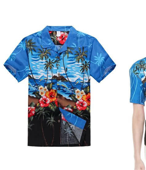 Couple Matching Hawaiian Luau Outfit Aloha Shirts In Dolphin Blue