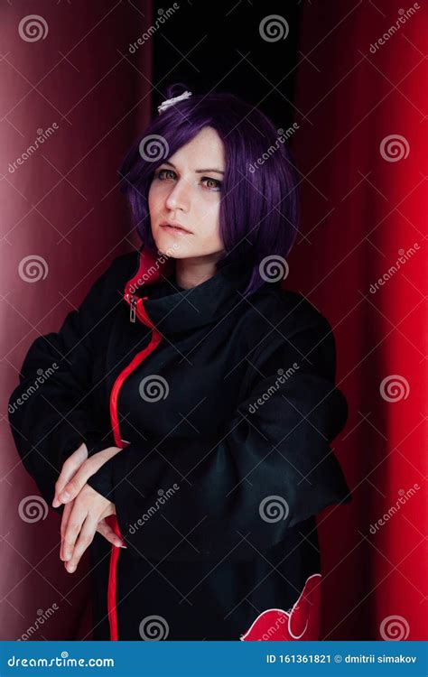 Anime Cosplayer Girl With Purple Hair Superhero Stock Image Image Of