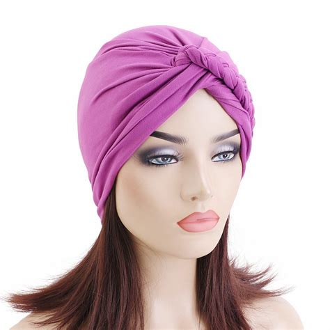 Hijab Braid Silky Turban Hats For Women Beanies Cap Headwrap Headwear