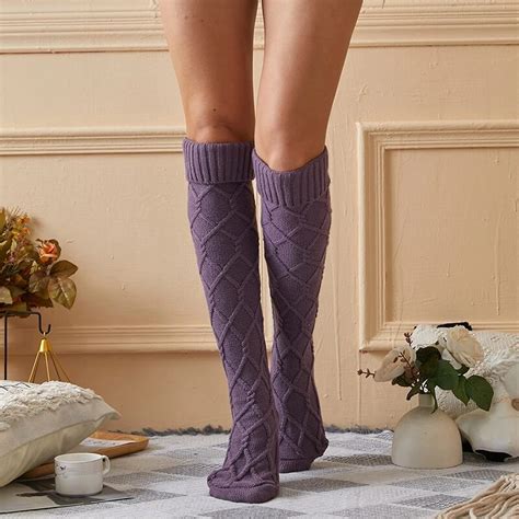 Knitted Thigh High Socks Cable Knit Over The Knee Socks Warm Long