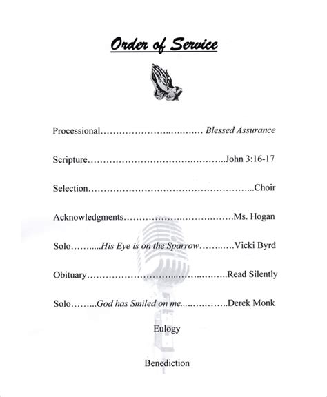 Free 17 Sample Funeral Program Format Templates In Pdf Ms Word Psd