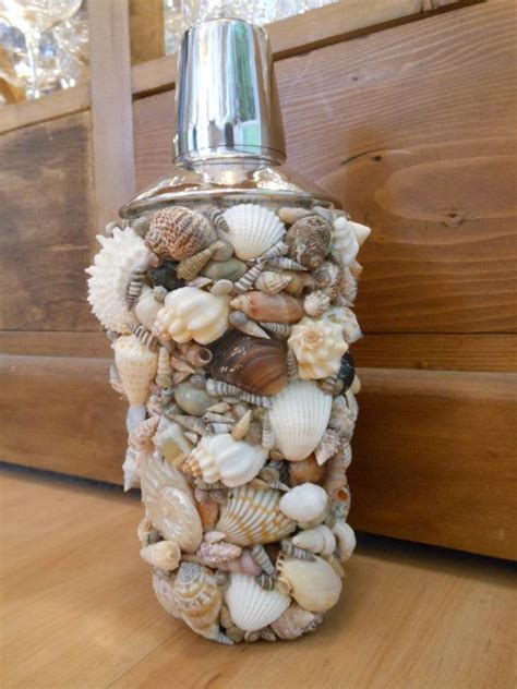 Beach Decor Shell Martini Shaker Coastal Home Decor Beach Etsy Shell Crafts Martini Shaker