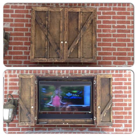 The dimensions of the piece are determined by the size of the tv. Our new custom outdoor TV cabinet! | diy projects | Pinterest