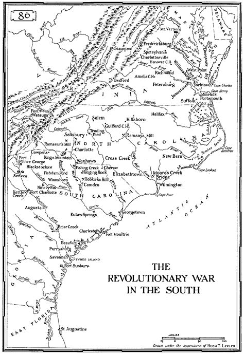 1776 1783 Map Of Revolutionary War In The Carolinas