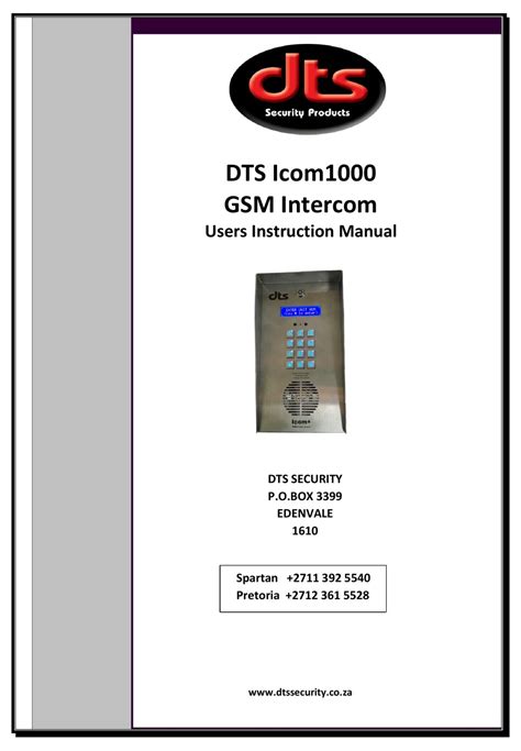 Dts Icom1000 User Instruction Manual Pdf Download Manualslib
