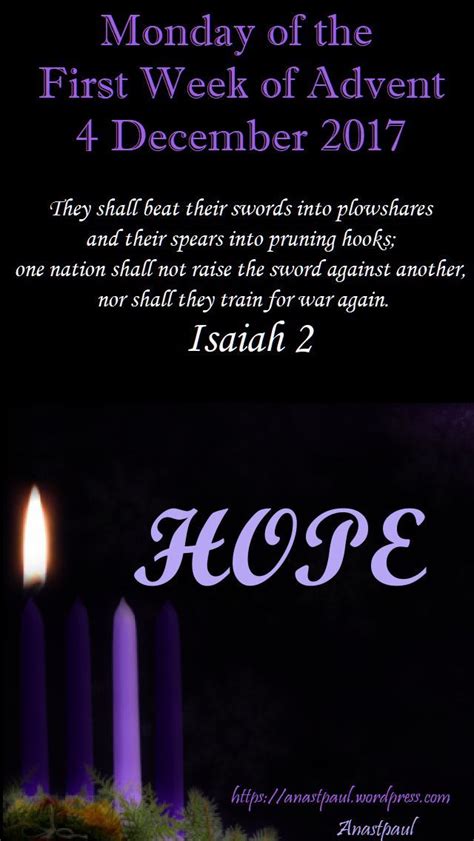 Monday Of The First Week Of Advent 4 December 2017 Advent Advent