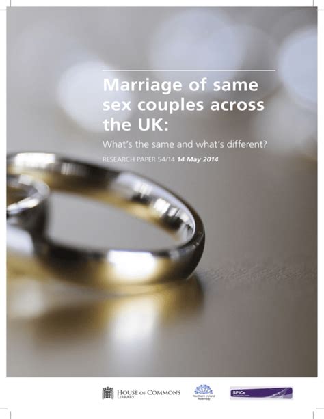 Marriage Of Same Sex Couples Across The Uk