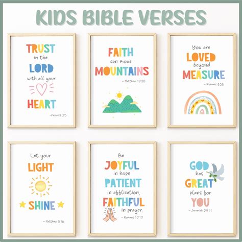 A4 A3 Laminated Bible Verses Nursery Room Wall Art Play Room Wall