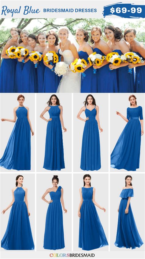 Blue Wedding Royal Blue Bridesmaid Dresses And Yellow Sunflower