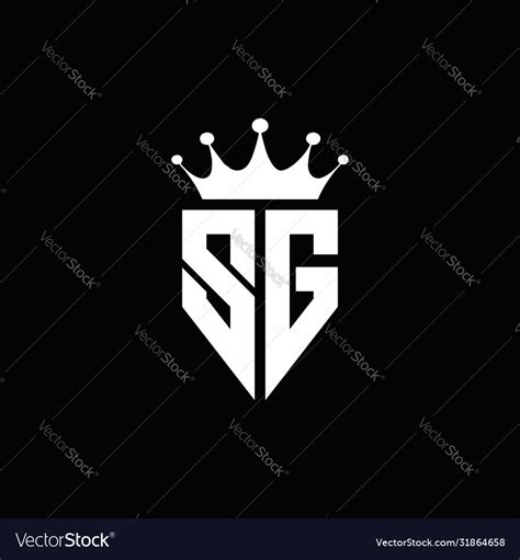 Sg Logo Monogram Emblem Style With Crown Shape Vector Image