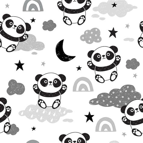 Premium Vector Cute Seamless Pattern With Pandas