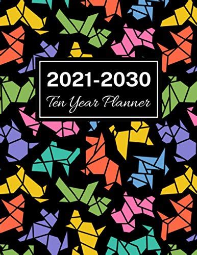 『2021 2030 Ten Year Planner Origami Dogs Cover 120 Months Calendar