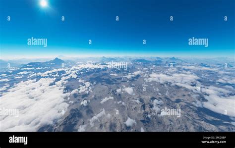 Aerial View Of A Mountain Range In The Clouds Clouds That Envelop A