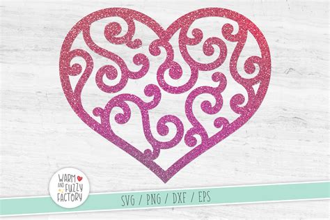 Swirly Heart Svg Cut File For Cricut Silhouette Heart With Etsy