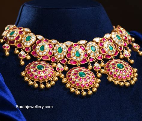 Antique Gold Floral Kundan Necklace Indian Jewellery Designs