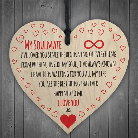 My Soulmate I Love You Wooden Hanging Heart Plaque Cute Valentines Day T Sign Wooden Crafts
