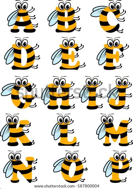Latin Alphabet Funny Bee Abc Stock Vector Royalty Free 587800004