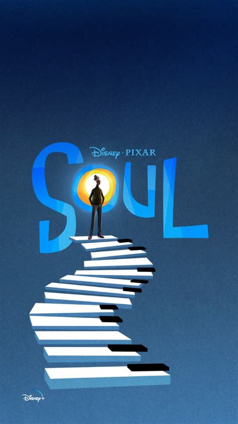 The Poster For Disney Pixars Soul Features A Man Standing On Top Of Stairs