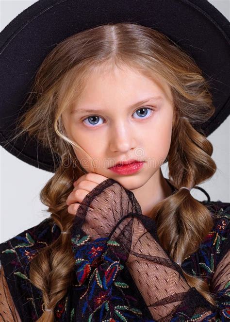 Portrait Of Little Model Girl Stock Image Image Of Fashion Studio