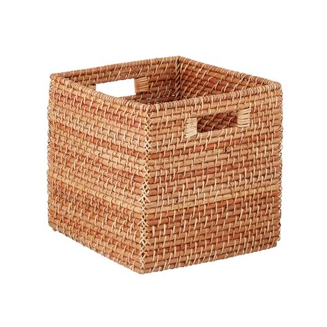 Rattan Storage Cube With Handles The Container Store