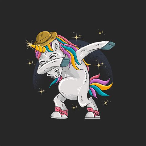 Unicorn with hat dabbing in front of sparkles 1235223 - Download Free ...