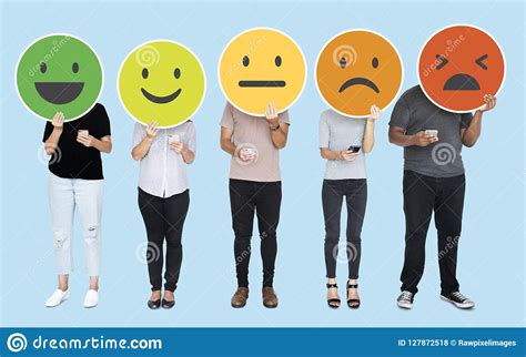 People Showing Various Feeling Expression Emoticons Stock Photo Image