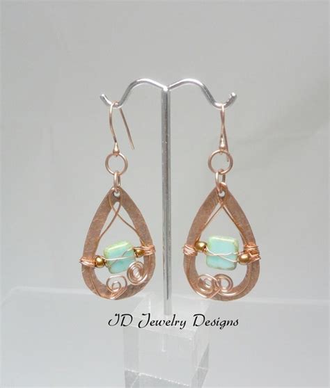 Items Similar To Copper Teardrop With Turquoise Glass Beads Wire