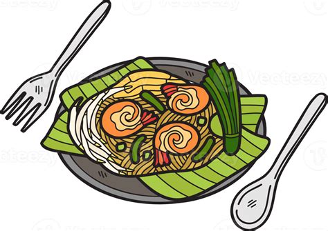 Hand Drawn Pad Thai Or Thai Food Illustration 16733025 Png