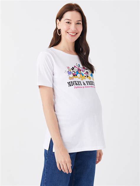 Crew Neck Disney Printed Short Sleeve Maternity T Shirt S3gn18z8 E5x