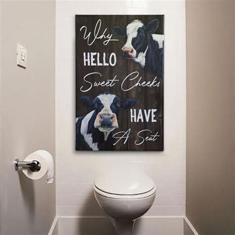 Cattle Canvas For Bathroom Toilet Decor Dairy Cows Wall Art Etsy