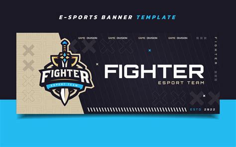 Fighter Esports Gaming Banner Template With Logo For Social Media