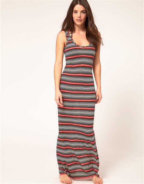 French Connection Maxi Beach Dress With Retro Stripe In Multicolor