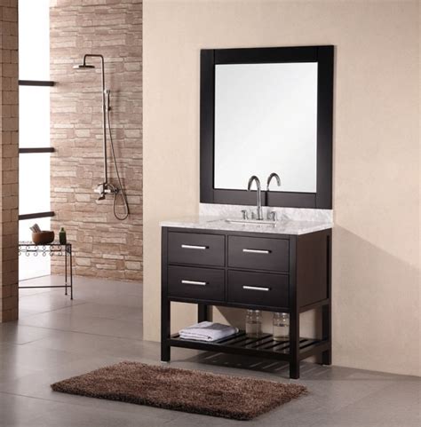 For large bathrooms, typical vanities range from 48 inches to 60 inches wide. 36 Inch Modern Single Sink Bathroom Vanity with Marble