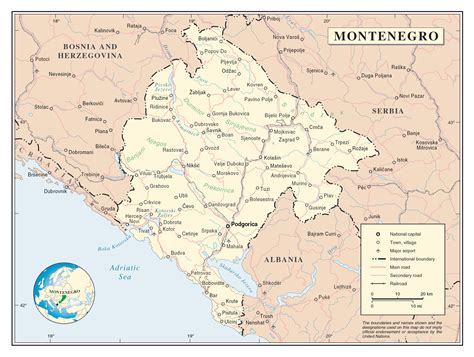 Large Detailed Political Map Of Montenegro With Roads Cities And