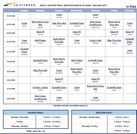 Group fitness schedule changes the schedule is subject to change based on attendance and instructor availability, please check the group fitness schedule through the website and csi app as well as signage at arc or crce for most up to date information. Class schedule at my LA Fitness (west Palm beach) | Class ...