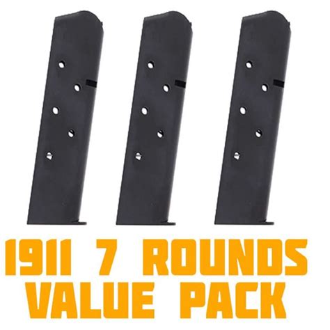 3 Pack Of 1911 7 Round Magazines In 45 Acp