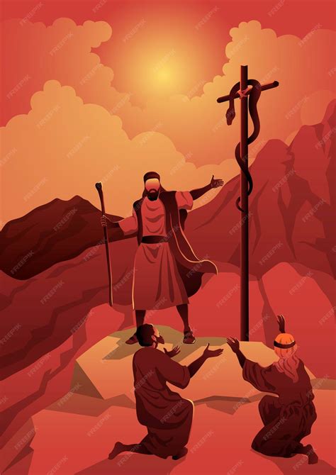 Uma Ilustração Da Série Bíblica De Moisés E A Serpente De Bronze