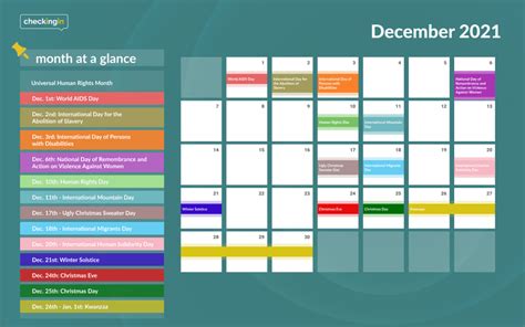 December 2021 Employee Engagement Calendar