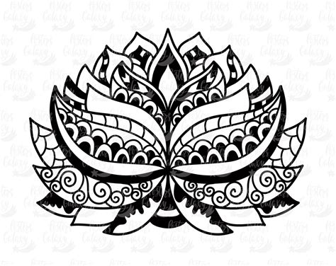 Lotus Flower Svg Cut File Mandala Lotus Svg Zentangle Svg Etsy