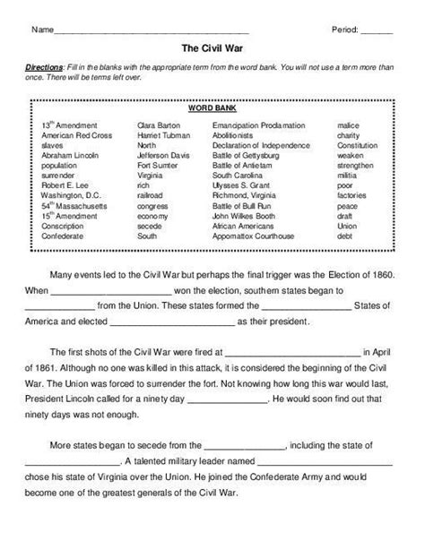 Civil War Map Worksheet 34 Civil War Worksheet Answers