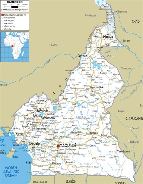 Large Road Map Of Cameroon With Cities And Airports Cameroon Africa