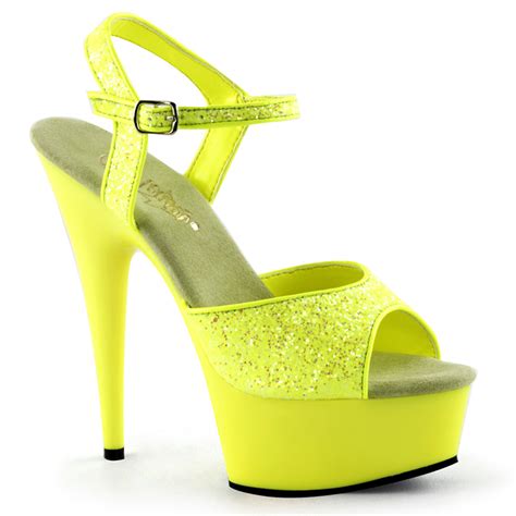 Platform High Heels Delight 609uvg Neon Yellow Pleaser Crazy Heels