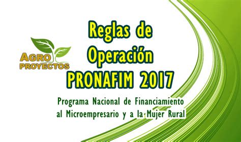 Reglas De Operacion Programa Pronafim Agroproyectos
