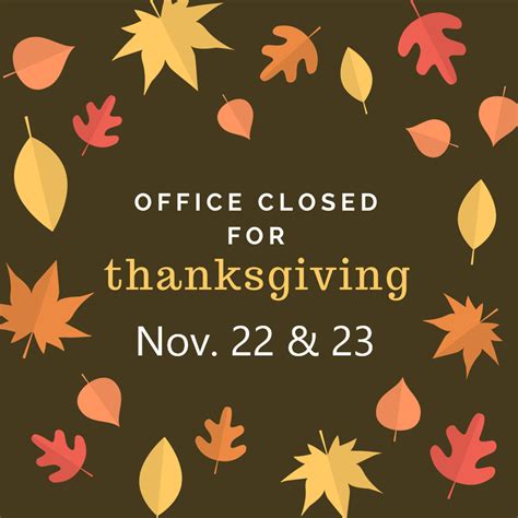 Office Closed For Thanksgiving Email Template