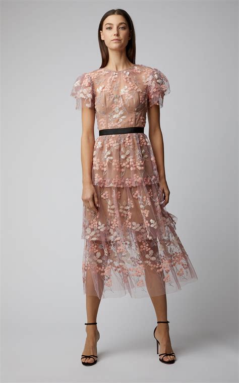Floral Embellished Tulle Midi Dress By Self Portrait Moda Operandi In