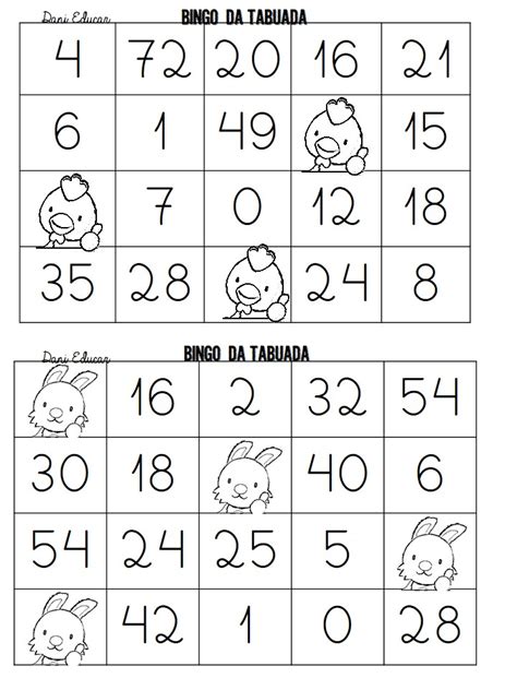 Bingo Da Tabuada Para Imprimir Dani Educar